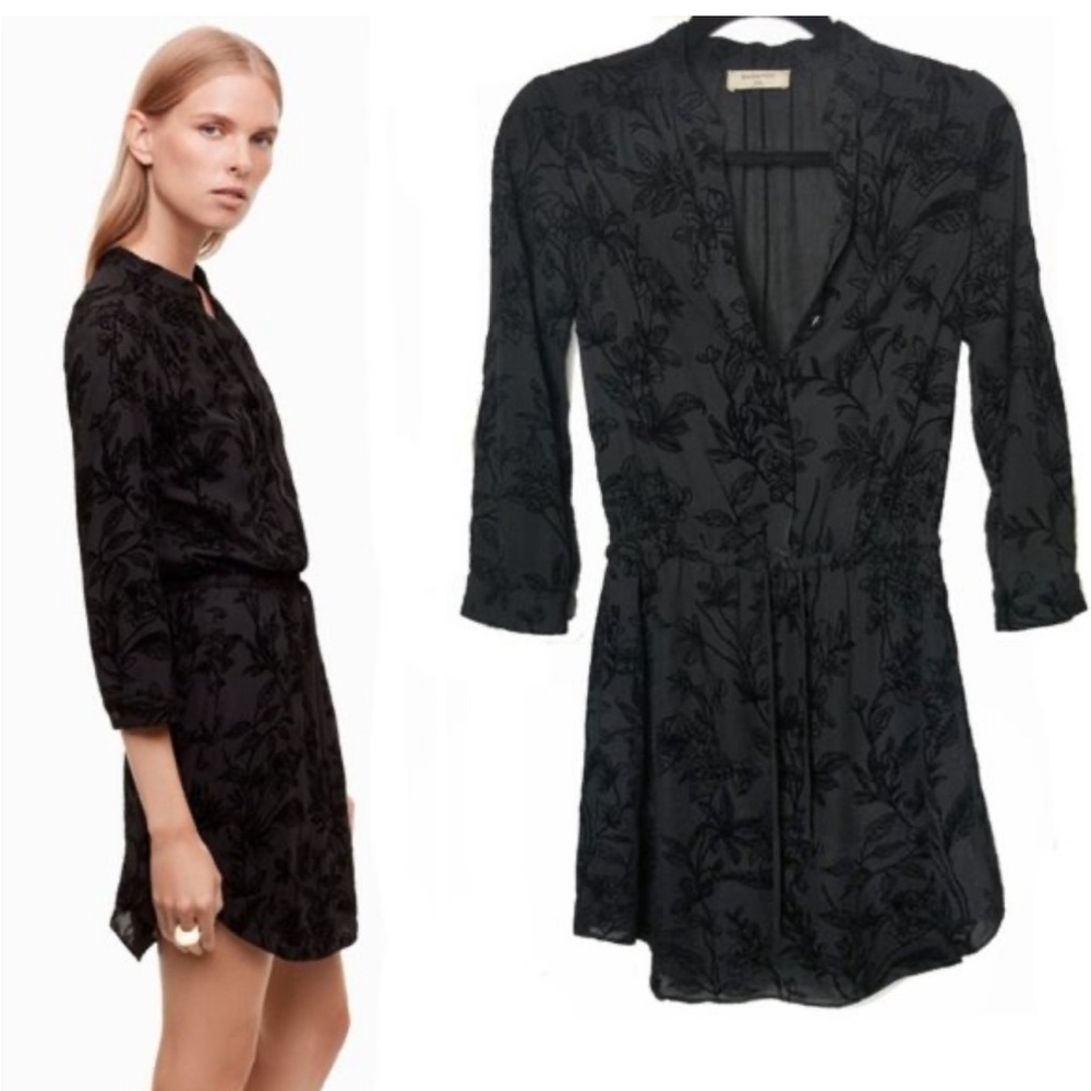 Babaton Aritzia Bennett velvet burnout floral dress